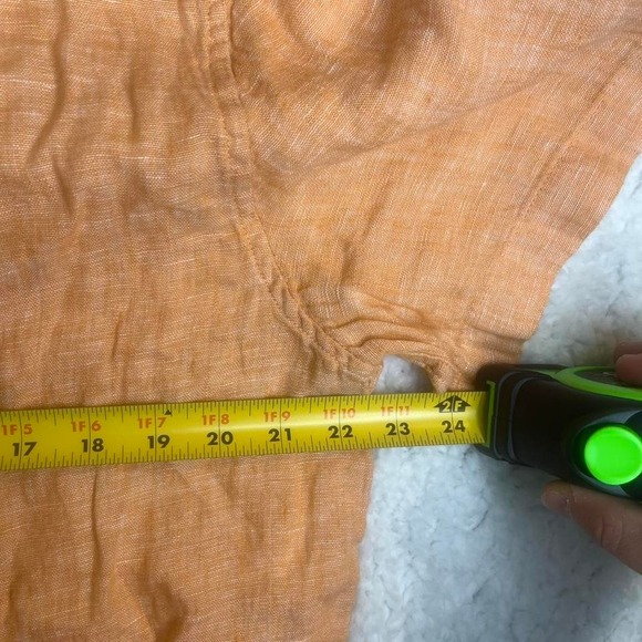 NWT‎ C&C California men's Orange 100% linen short sleeve button up beach summer - Picture 6 of 7